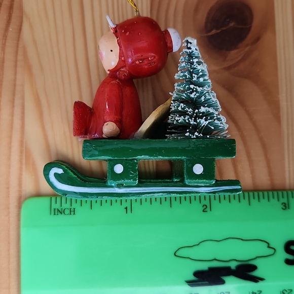 Antique/Vintage, Rare! Handcrafted, Wooden, Santa/Sleigh Ornament. 2"x2". - Picture 7 of 7